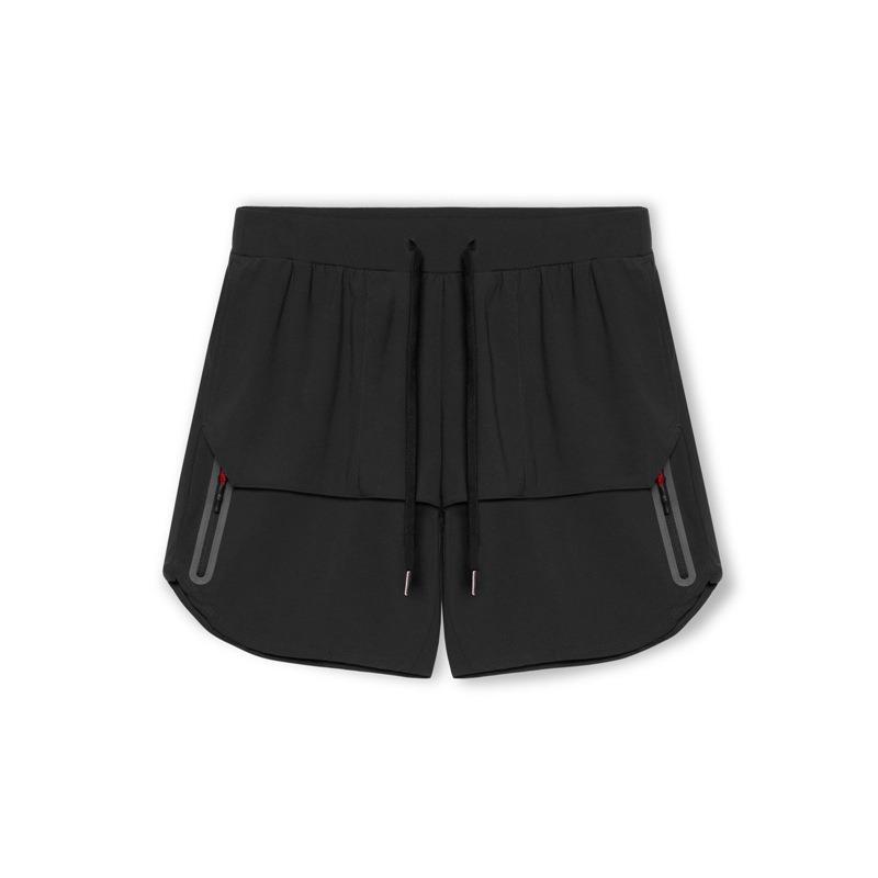 Men 2 in 1 Running Shorts Elastic Waist Drawstring Quick Dry Gym Wear S