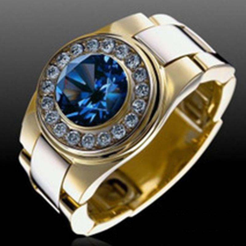Fashion Popular Inlaid Blue Zircon Ring Hand Jewelry Exquisite Jewelry