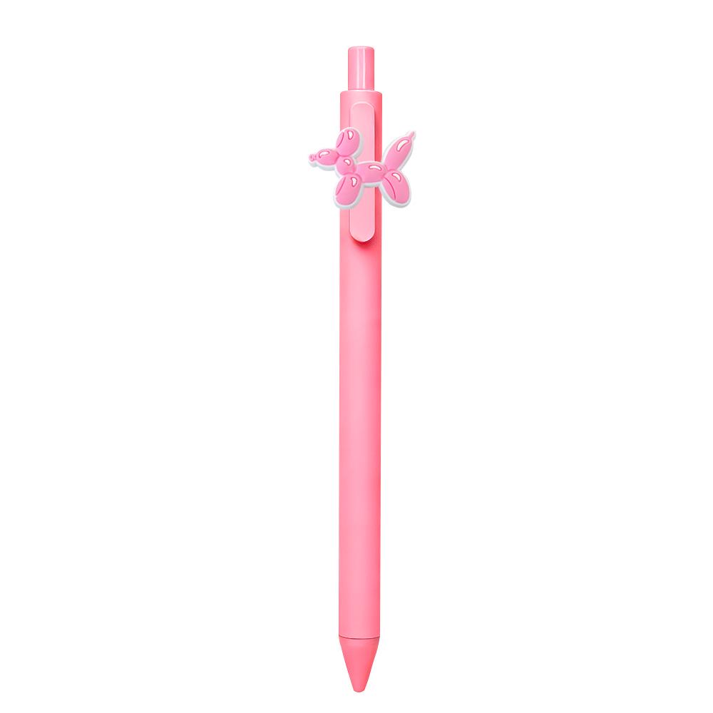 Pink Cartoon Ballpoint Pens - Soft Rubber Stickers, DIY Student & Office Stationery, Colored Ink.