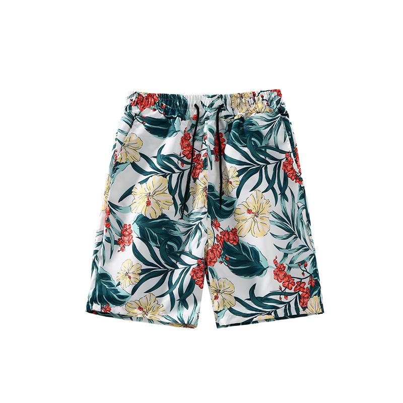 Versatile Men's Quick-Dry Shorts & Floral Shirt Set - Retro Hainan Island National Trend