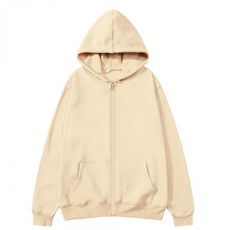 Felpa con cappuccio e zip unisex oversize in pile da uomo e donna, pullover casual a maniche lunghe in tinta unita