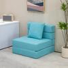 Convertible Sofa Bed Armchair, 1 Removable Cushion Cover, Blue Fabric