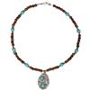BLINGBAY Kadın Boncuklu Kolye Retro Etnik Stil Turkuaz Kişilik Yaratıcı Boğa Başı Şekli Kolye Ucu El Yapımı Boncuklu Kolye Kız Hediyesi