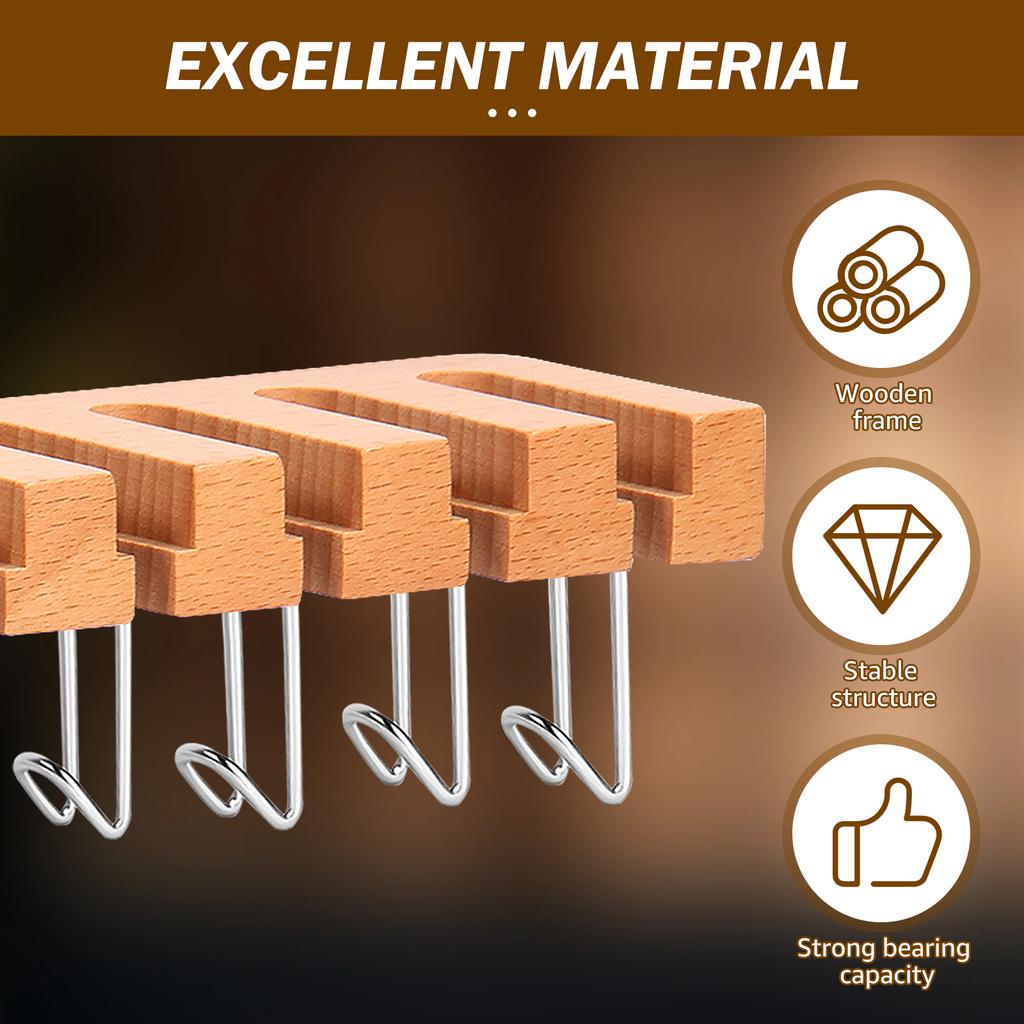 Wood Belt Rack Hanger Set Multipurpose Clothes Underwear Tie Belt Hanger 13 Hook Space Saving Wardrobe Organizer