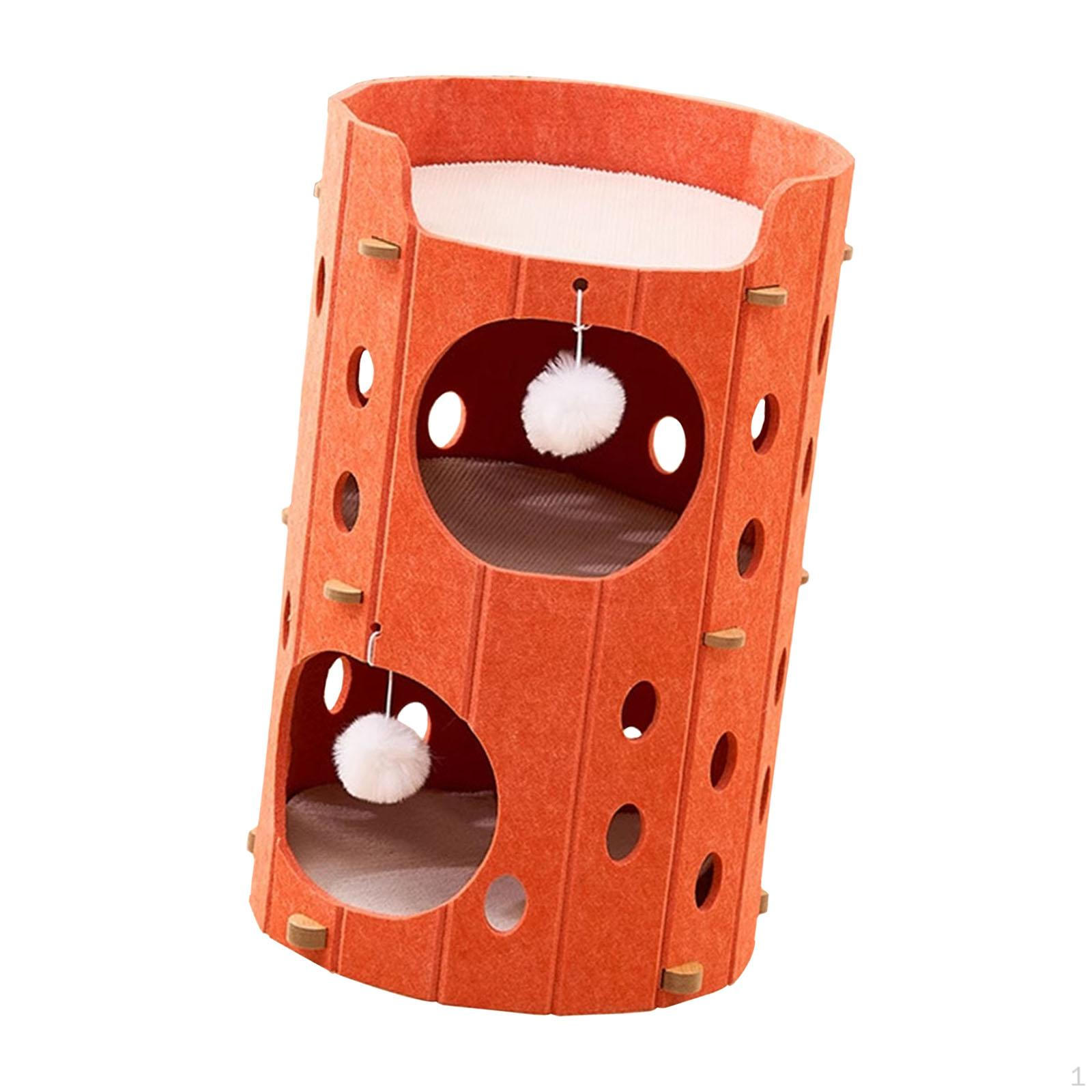 

Домик для лазания кошек, кровать для котят, игровая площадка для помещений, аксессуар для питомцев, игра, царапание для больших взрослых кошек 2 Layer Orange