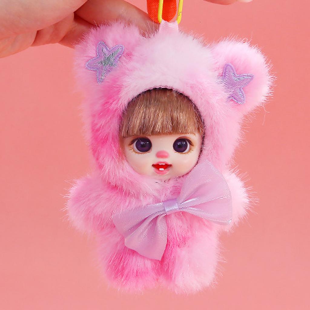 Soft Plush Doll Keychain with Silicone Face Cute Character Design Adjustable Strap for Bag Phone Accessories Pendant Decoration