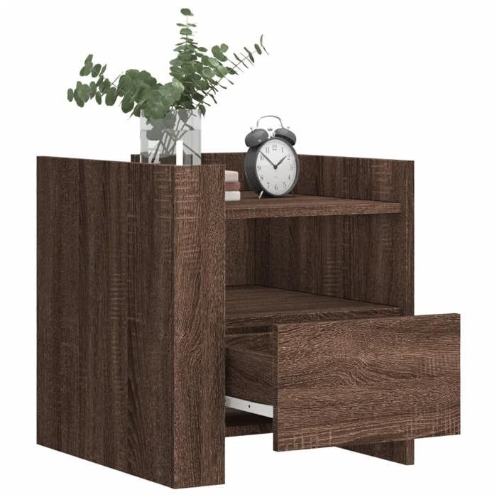 VidaXL Table de chevet chêne marron 45x50x50 cm bois d’ingénierie, meuble de chevet, table d'appoint, armoire de lit, 848282
