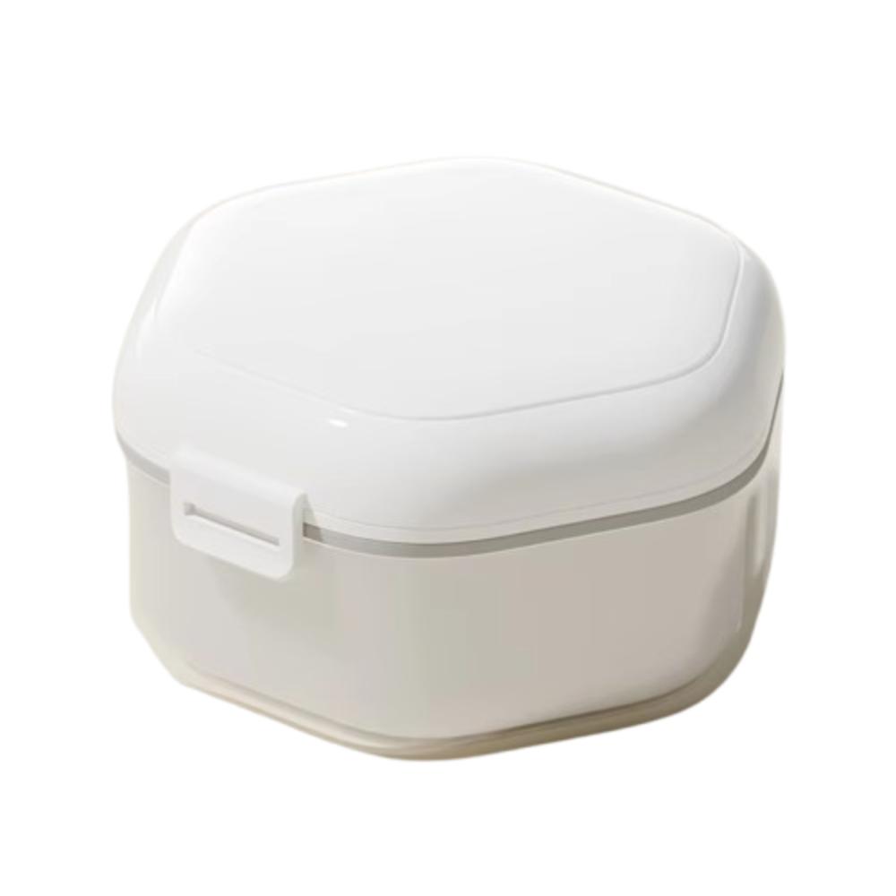 Invisible Orthodontic Retainer Storagecase Denture Cleaning Handy Oral Braces Storage Box 2 Layer Sealed Denture Cleaner Box