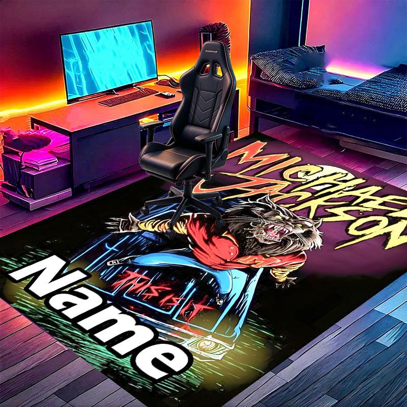Custom Name Personalized Michael Jackson Print Carpet, Versatile Home Decor Rug, for Playroom, Apartment, Balcony, Entryway, Hallway Gift