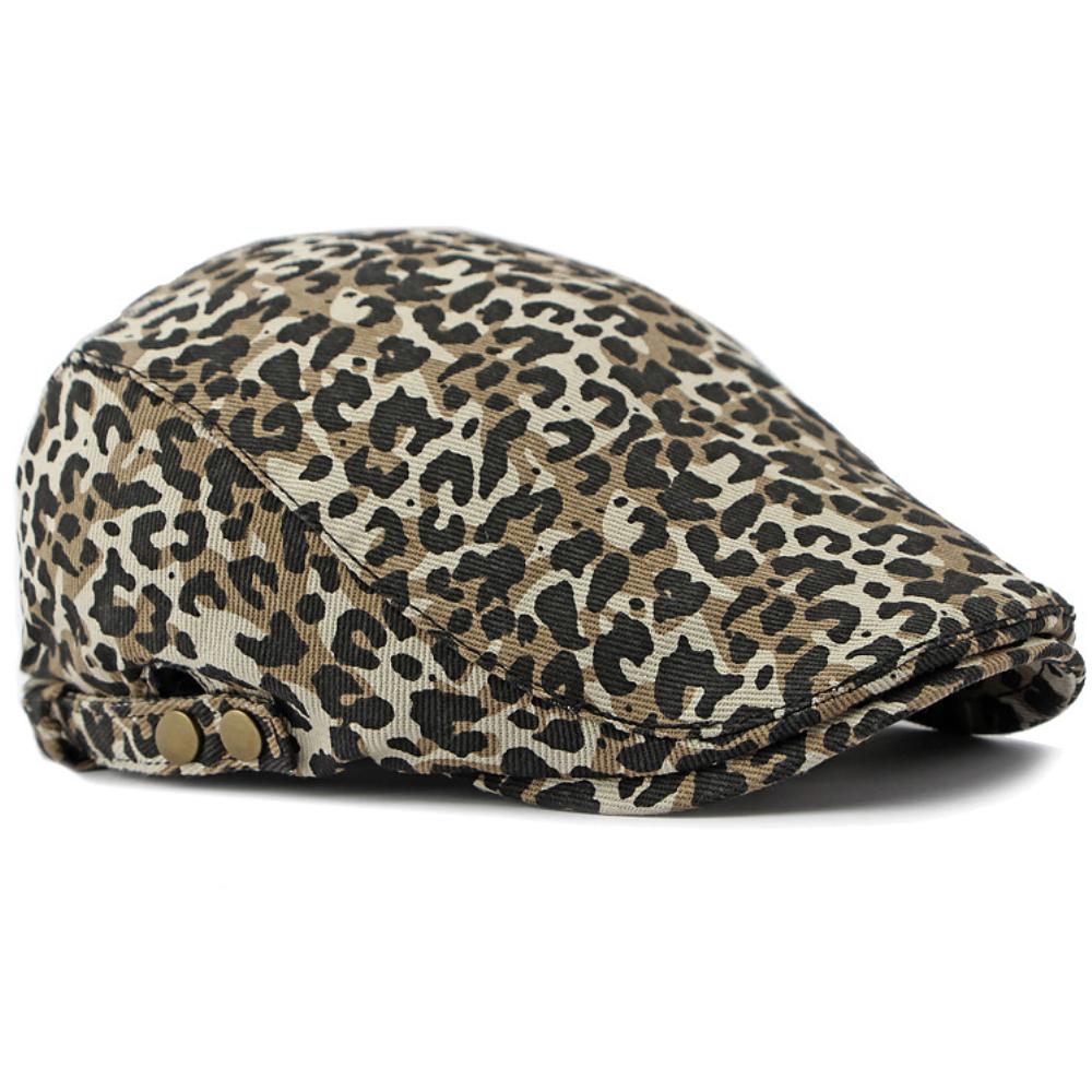 HT4377 Mens Berets Women Vintage Leopard Artist Painter Beret Hat Male Female Spring Ivy Flat Cap Unisex Adjustable Beret Caps