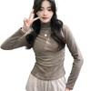 Autumn and Winter Thickened Velvet Half Turtleneck Versatile Bottoming Shirt with Slim Fit Short Warm T-shirt Tight Top