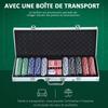 Poker Set, Complete Poker Case, 500 Chips, 2 Decks, 5 Dice, Dealer Button, Aluminum