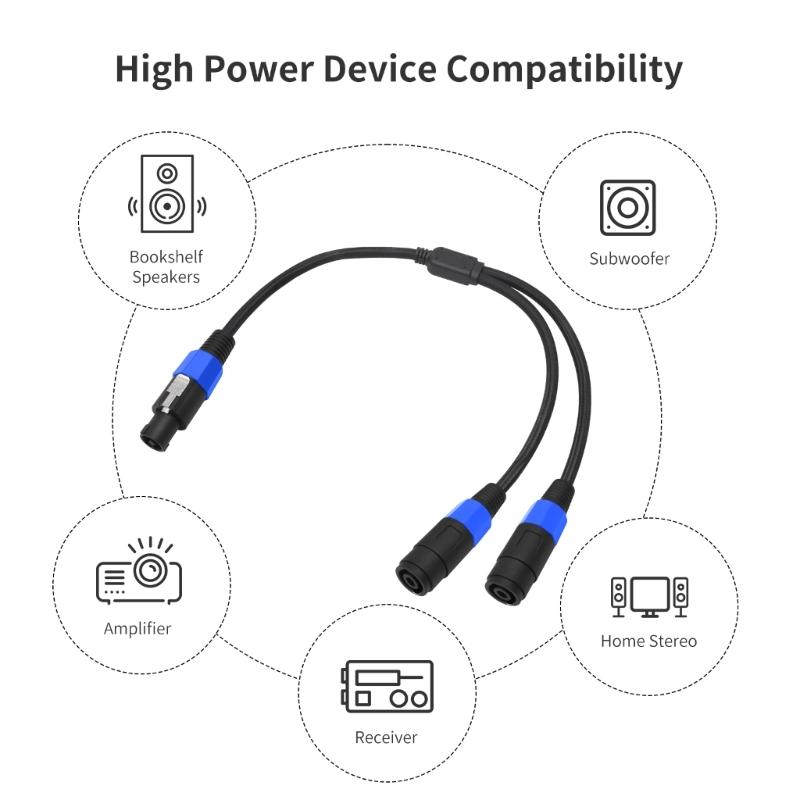 NL4FC Speak On Y Splitter Cable 1 Male To 2 Female Sound Adapter for Amplifiers and Speaker Connection