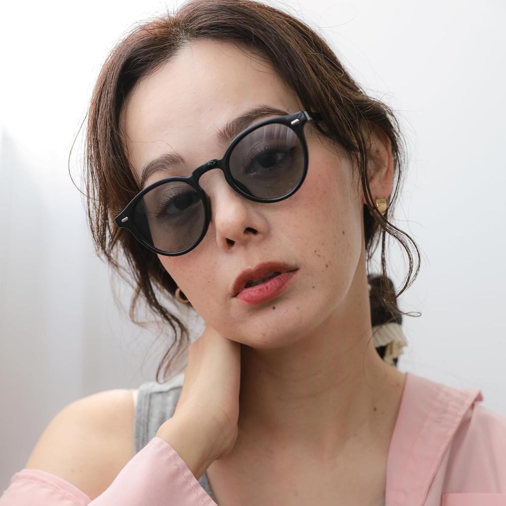 Black x Light Smoke Fashion UV Colored Round [FashionBerry] Boston-style Sunglasses, Glasses, 99% Protection, Lightweight, Lenses/Clear Lenses,