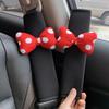 New Breathable Ice Silk Car Neck Pillow Cute Cartoon Red Dot Bow Universal Auto Seat Headrest Waist Support Car Accessories