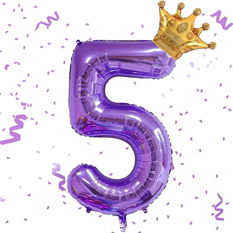 Purple 1 Balloon 40 Inch,Giant Number 1 & Mini Crown Balloons Set for Girl Boy 1st Birthday Party Decorations,Purple Birthday Party Decorations