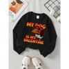 Apparel for Girls, My Canine Companion Is My Valentine(3)_1, Girls', Relaxed Long Sleeve Top for Spring/Fall, Adorable Sweatshirts, Fun Graphic Design