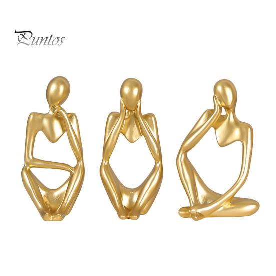3 pezzi di figurina di pensatore astratto mini pensatore seduto statua in resina scultura soggiorno casa ufficio libreria decorazione da tavolo ornamento