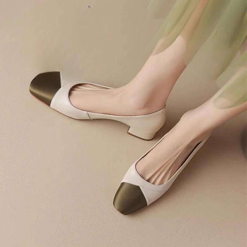 Summer Fashion New Sexy Low Heel Color Matching Professional Shallow Mouth Casual Comfortable Banquet Women's High Heels