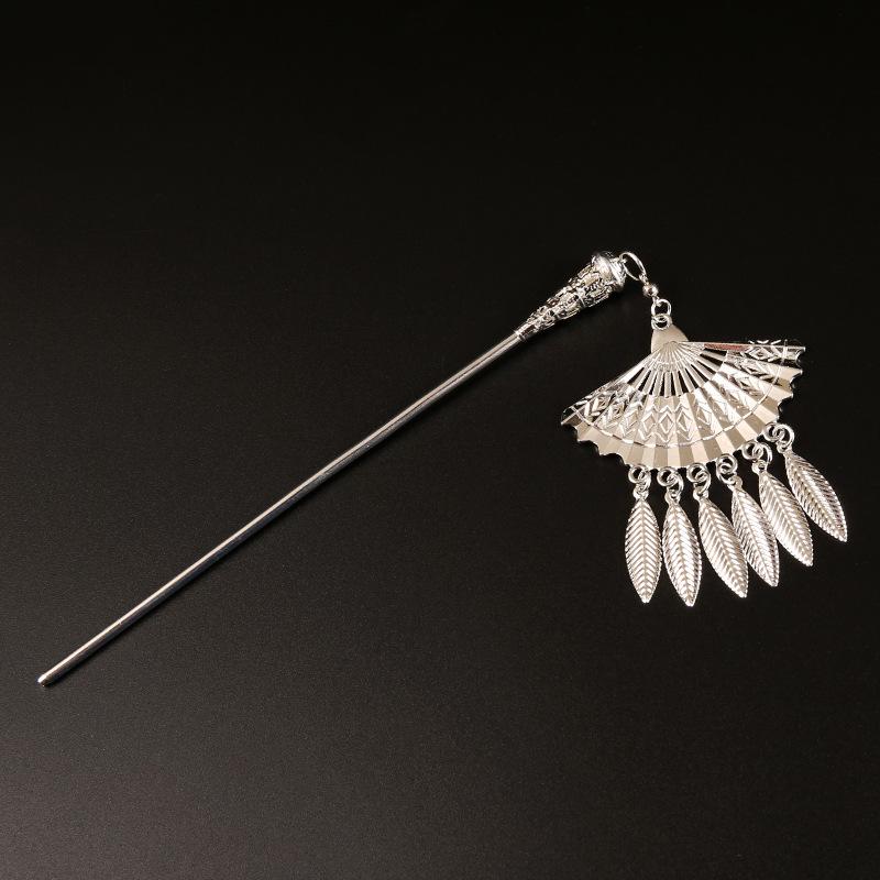 Ethnic style hairpin geometric hollow fringed hairpin, Guochao water drop-shaped dripping oil hairpin Hanfu disc hair accessories women