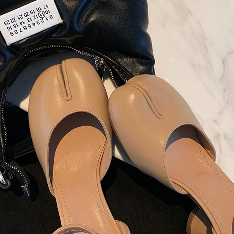 Moda Moda Rozdzielony palec Lakierowana skóra Tabi Damskie czółenka Lato Jesień Pasek na kostce Mary Janes 6cm Gruby wysoki obcas Buty dla dziewcząt studentek