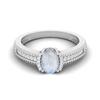 7 X 5 MM Oval Moonstone Gemstone 925 Sterling Silver Halo Accent Wedding Women Ring