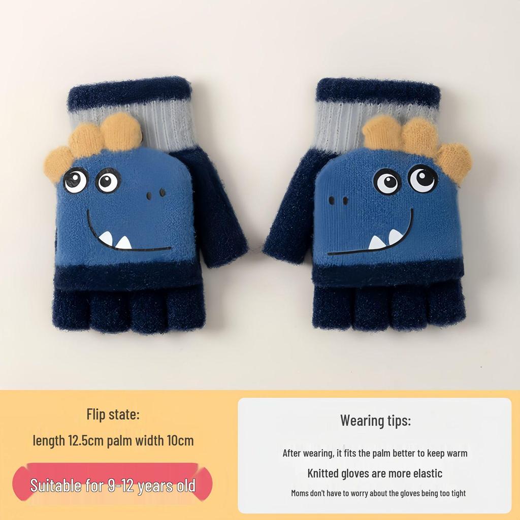 Przytulne kreskówkowe rękawiczki dziecięce z klapką krokodyl