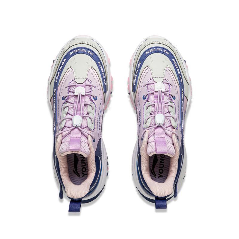 Li Ning Kids Synthetic Leather Comfortable Fashion Non-Slip Wear-Resistant Lightweight Shock Absorbing Low-Top Casual Shoes Kids Sneaker YKCU192-14