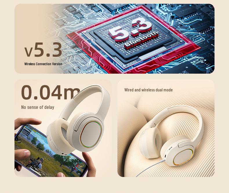 New Wireless Over-Ear Bluetooth Gaming Headset with Noise-Cancelling and Card Slot