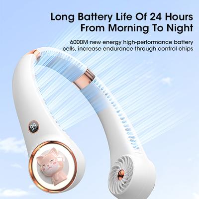 USB Mini Hanging Neck Fan Portable Bladeless Fans Air Cooler Digital Display Rechargeable Air Conditioner Hanging Ventillator