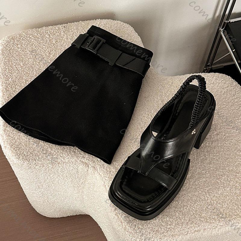 Comemore Two Wear Thigh-high Sndals Boots Summer Thick Bottom Trouser Tube Boots Chunky High Heeled Sandal for Women