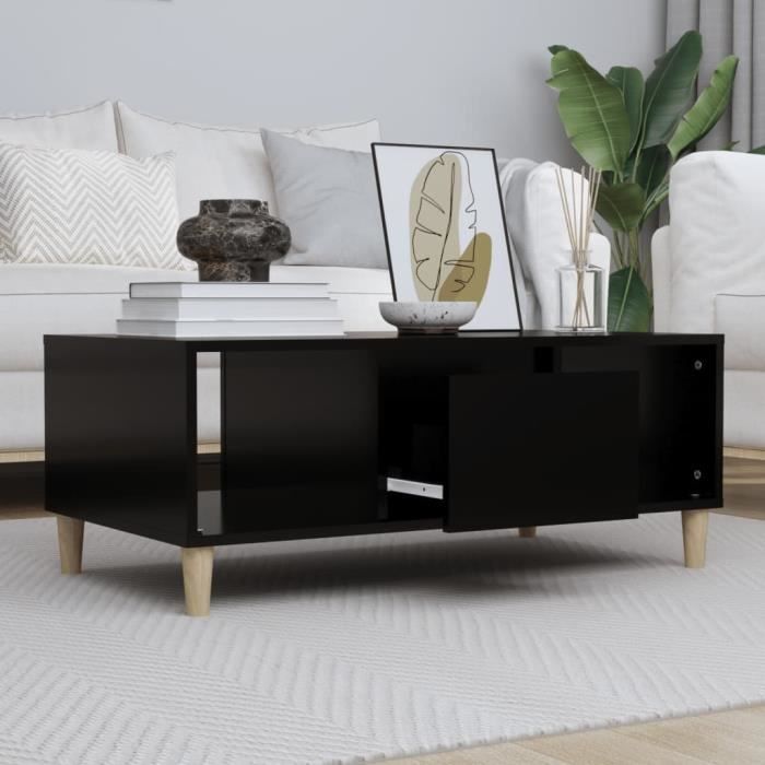 821061 vidaXL Table basse Noir 90x50x36,5 cm Bois d'ingénierie