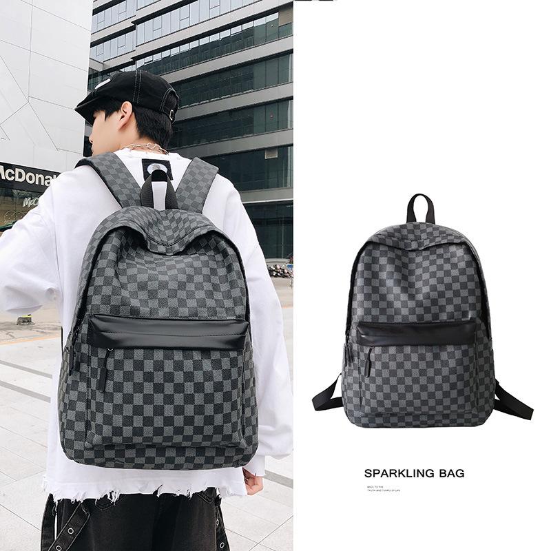 Cross-Border Plaid Korean-Style Large Capacity Backpack - Trendy, Versatile, Cool Outdoor Travel Accessory
