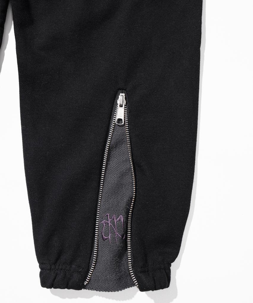 MASSNOUN Grating Emblem Back Slit Zipper Training Pants Mfttp005-Bk