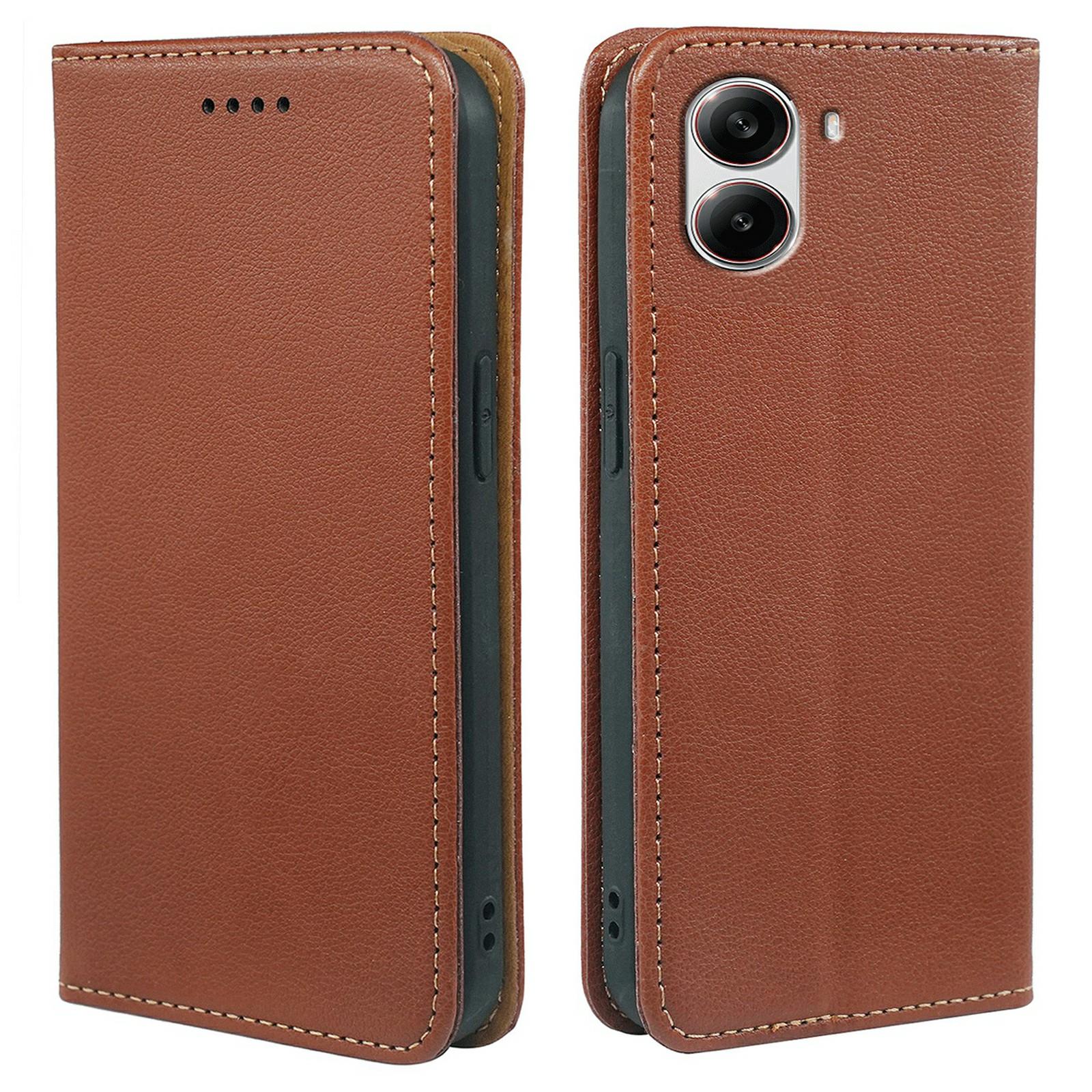 

For Xiaomi Poco X7 Pro 5G Case Wallet RFID Blocking Leather Phone Cover Strong Magnetic Closure Brown