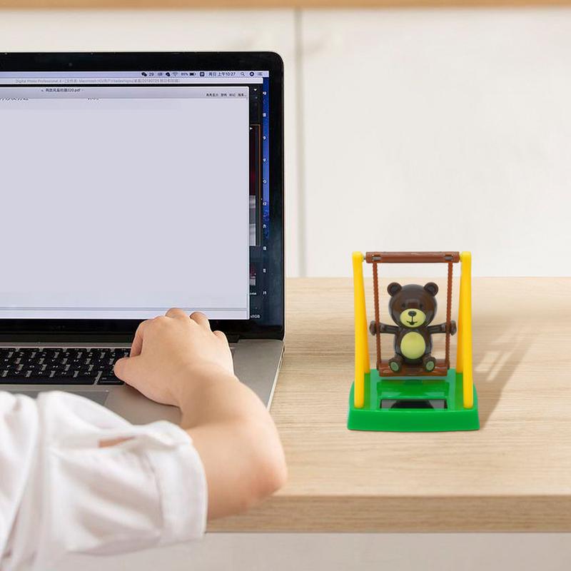 Cute Swing Bear Solar Powered Dancing Bear Solar Powered Shaking Head Doll Swing Teddy Bear Decorative Car Accessories