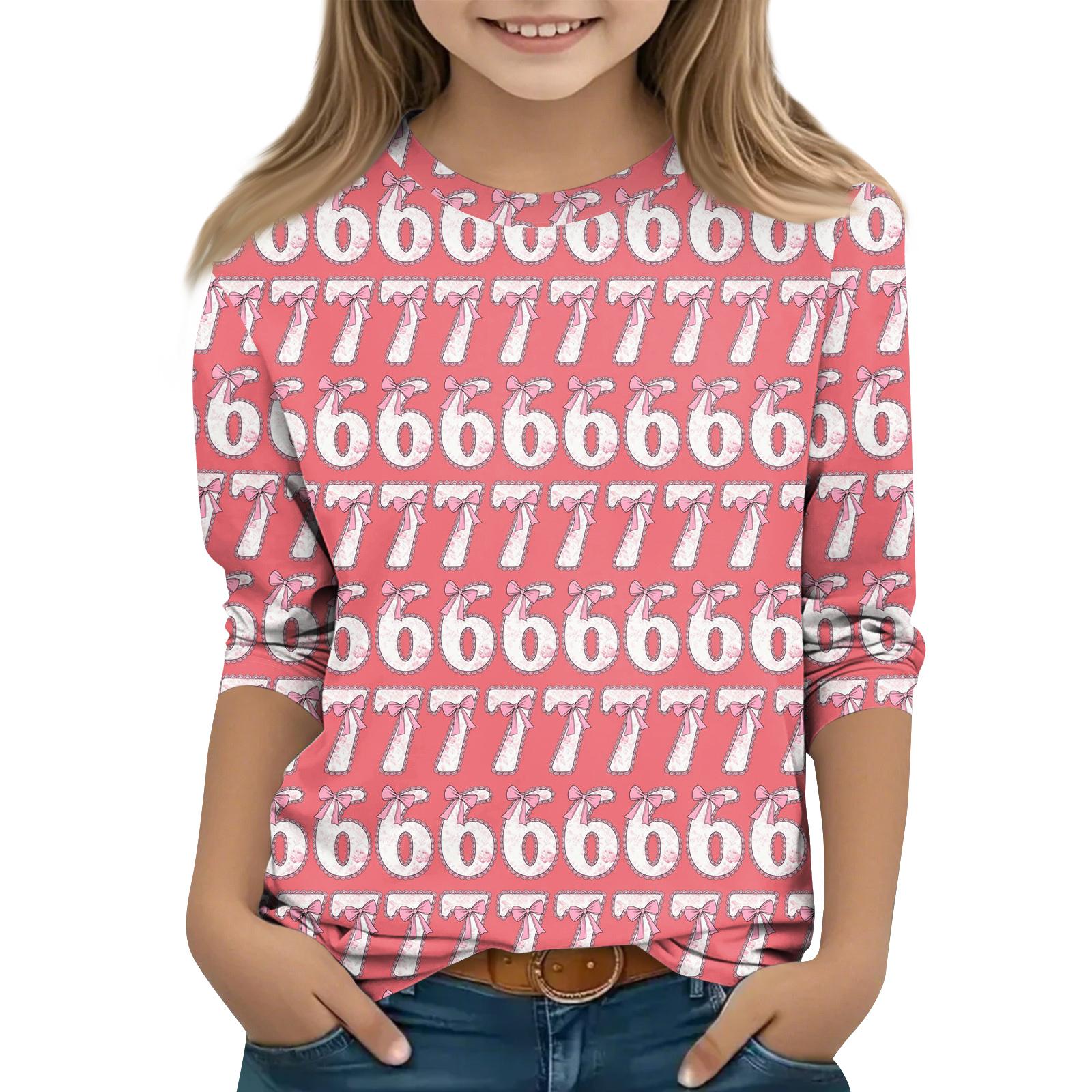 

Дитяча футболка з рукавом 3/4, повсякденна футболка з круглим вирізом, пуловер, блузка 160 кавун червоний колір