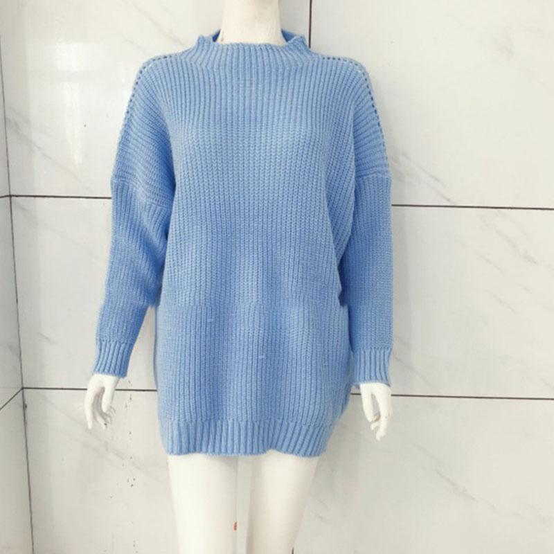 Suéter suelto para mujer, cuello redondo, manga larga, suéteres de color sólido, estilo de moda retro, prendas de punto, hilo grueso, otoño e invierno