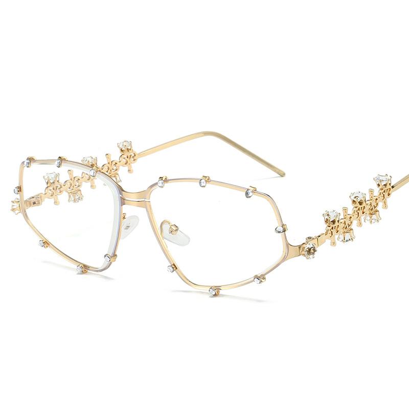 Y2K Stylish Eyeglass Frames for Women Rhinestone Decoration Women's Glasses Blue Light Blocking Decorative Glass