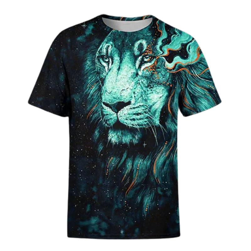 Nové letní pánské módní tričko Osobnost s barevným tygřím potiskem pánské tričko Top