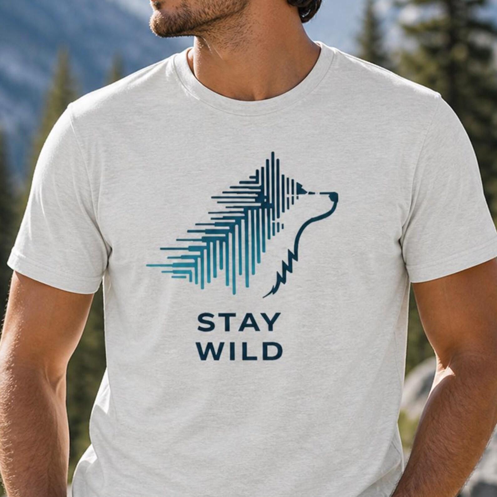 Stay Wild Wolf Line Art Shirt, Minimalist Nature Lover Tee 2XL