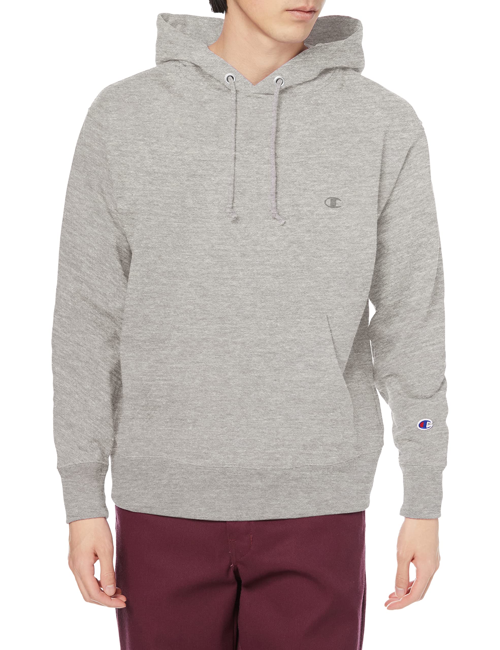 

Champion Casual Hooded Sweatshirt with Relaxed Oxford Size M Men s One-Point Logo, Fit, Gray, (C3-V102)