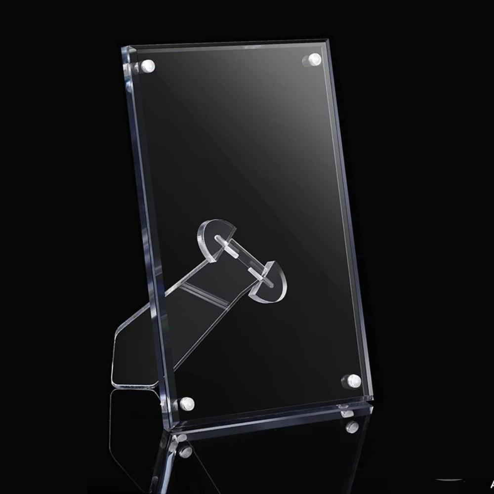 Transparent Acrylic Magnetic Picture Frames with Stand Rectangle Acrylic Sign Holder Minimalist No-drill Clear Photo Frame