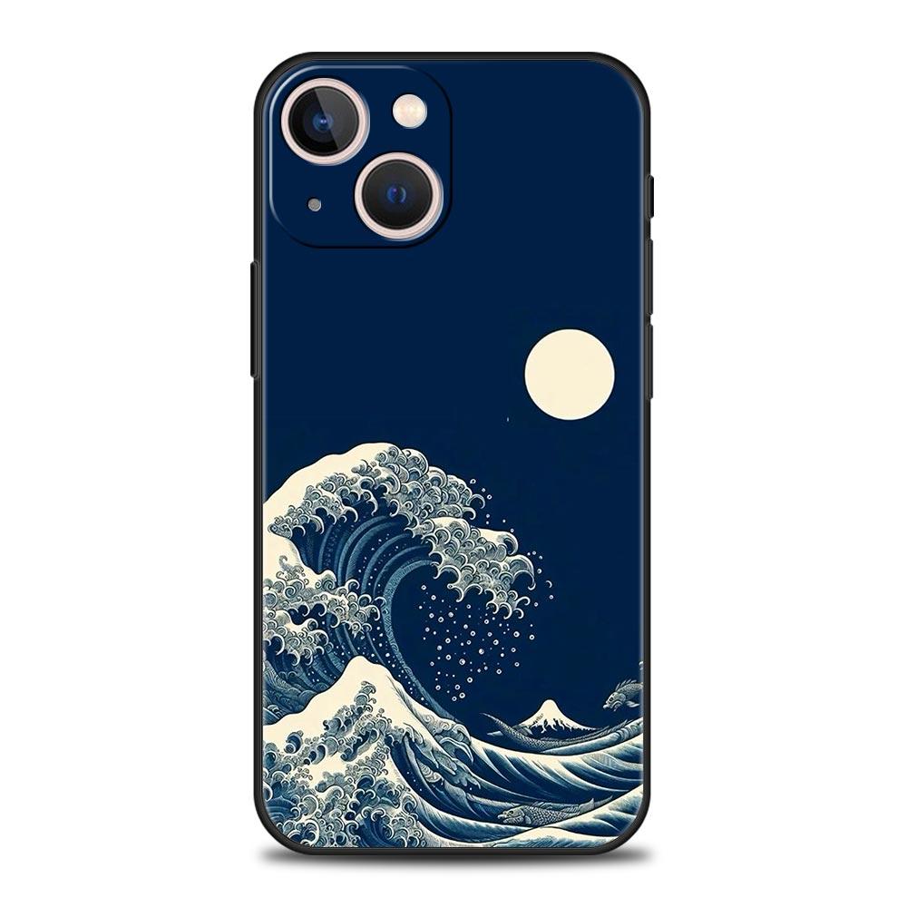 Custodia per Telefono Moda Grande Onda Blu Per iPhone 16e 15 14 13 12 11 Pro Max XS X XR SE 7 8 Plus Guscio iPhone 16 Cover Morbida in TPU