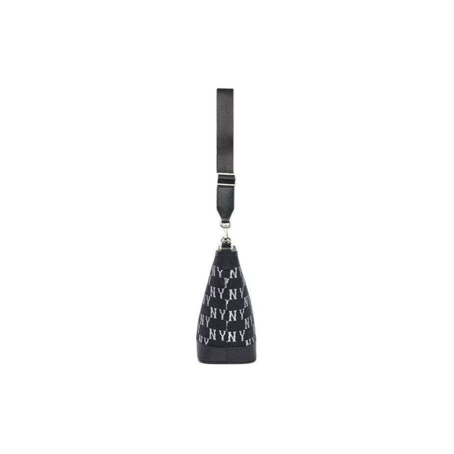MLB New York Yankees Large Logo Print Vintage Floral Adjustable Strap Casual Bucket Bag Women Shoulder Bag Black 3ABML023N-50BKS