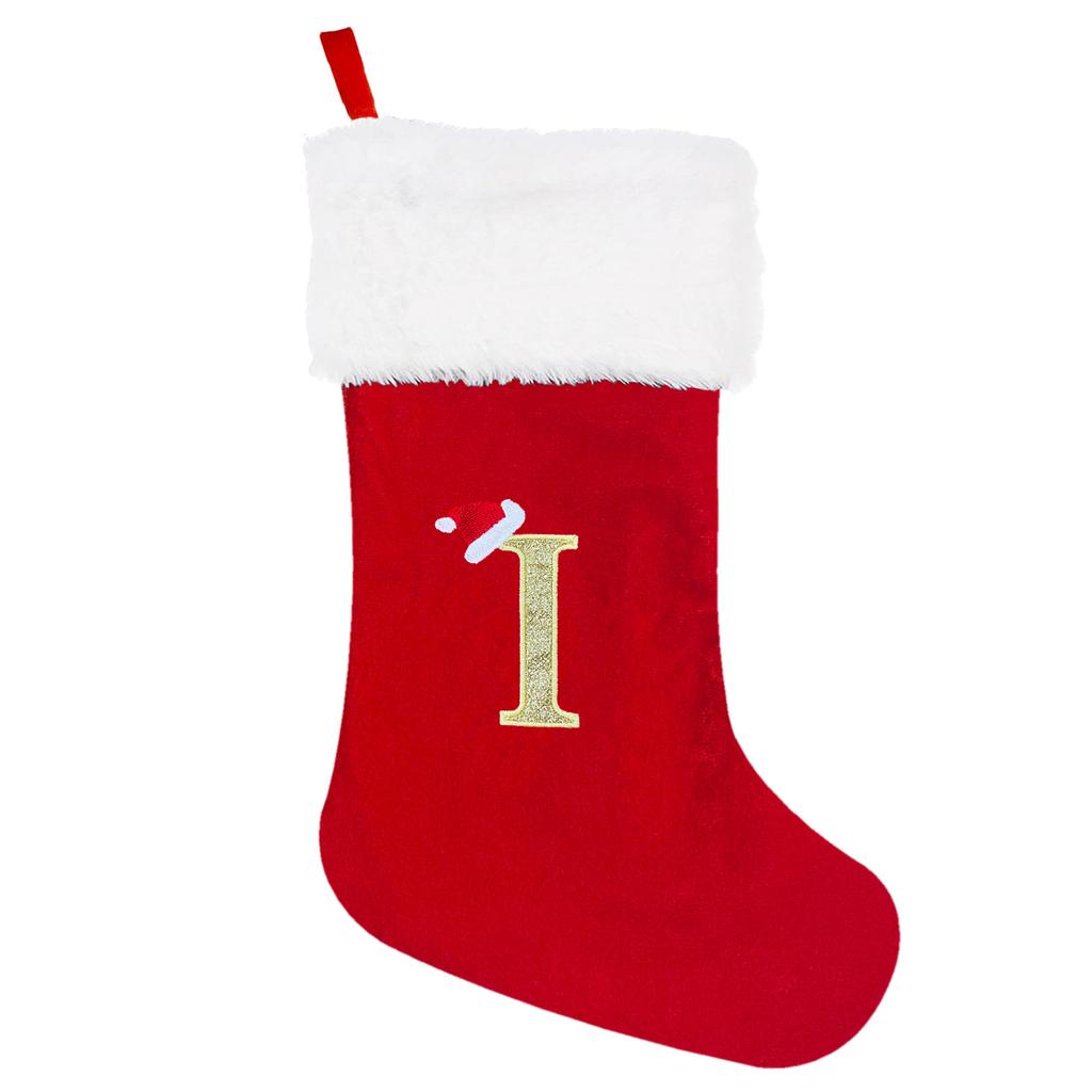 A-Z Letters Christmas Stocking Xmas Tree Pendant Alphabet Socks Gift Bag