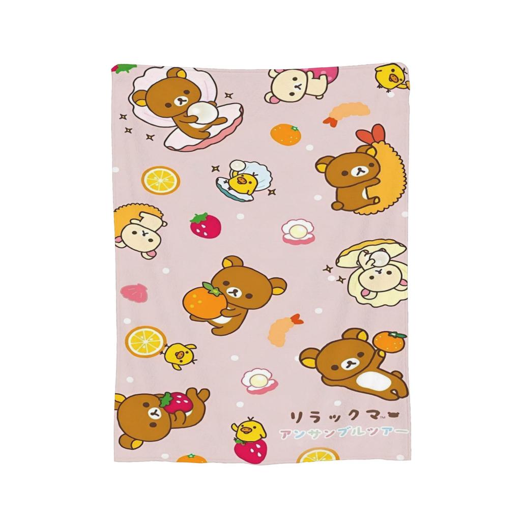 Rilakkuma Candy Strawberry Korilakkuma Blankets Flannel Throw Blanket Summer Air Conditioning Personalised Soft Warm Bedsprea,