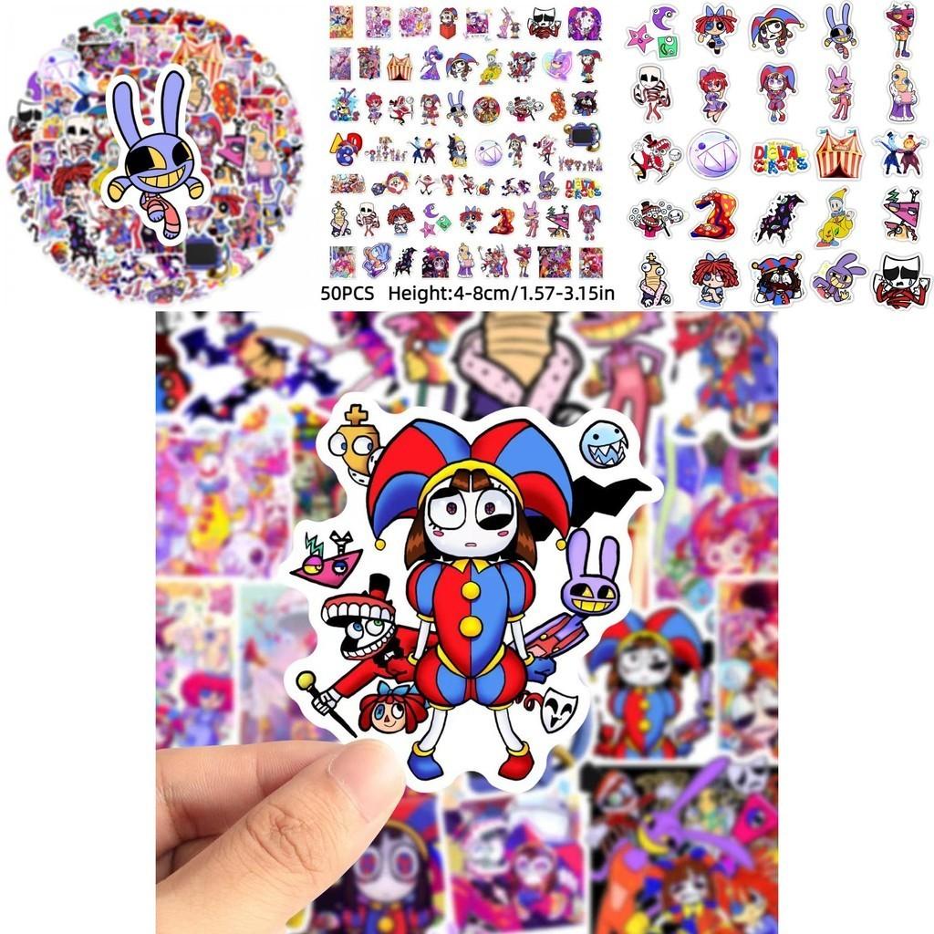 Premium Digital Circus Cartoon Stickers 60 Stickers Diverse Shapes Easy Stick-on Installation
