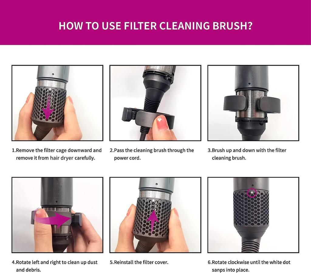 Filterreinigungsbürste für Dyson Supersonic Haartrockner HD01 HD02 HD03 HD04 HD08, Haartrockner-Aufsätze