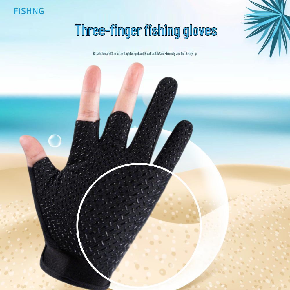 Quick-Dry Sun Protection Fishing Gloves, Three-Fingerless, Breathable & Anti-Prick for Outdoor Sea & Fly Fishing